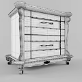 Elegant White Chest of Drawers with Gold Accents and Ornate Design