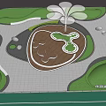 Campus Landscape Featuring Circular Recreational Area Petal Shaped Shelter Benches Green Plants And Students