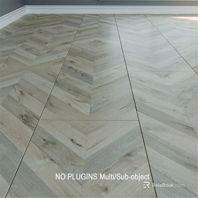 Herringbone Pattern Wooden Floor With Natural Texture And Light Gray Design 3d model 
