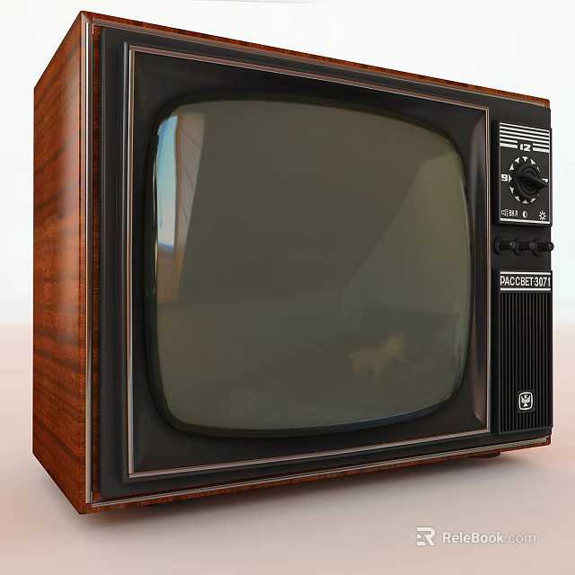 Vintage Wooden Cased Television Set With Knobs 3d model 