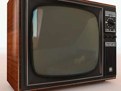 Vintage Wooden Cased Television Set With Knobs 3d model