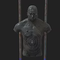 Sports Equipment Human Shaped Target with Bullet Holes and Target Circles on Metal Poles
