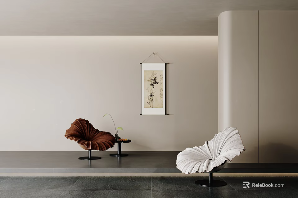 Modern Artistic Petal Shaped Single Sofa For Elegant Minimalist Home Living Room Interior Decoration 3d model 