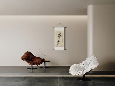 Modern Artistic Petal Shaped Single Sofa For Elegant Minimalist Home Living Room Interior Decoration 3d model
