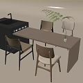 Modern Solid Wood Dining Table and Chair Island Table Dining Table Restaurant Island Table and Chair Combination 3d model