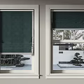 Different Colored Window Blinds For Home Windows With Garden And Plant Views