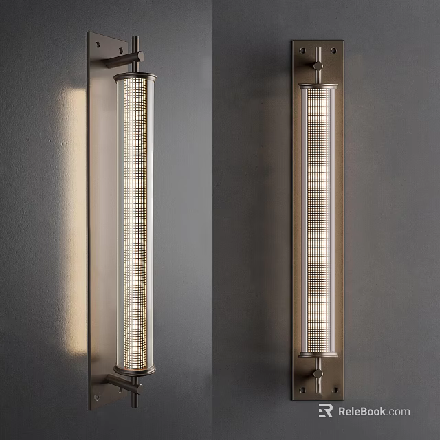 Modern Wall Sconce with Elongated Design Metal Warm Light on Gray Wall Creating Soft Shadows 3d model