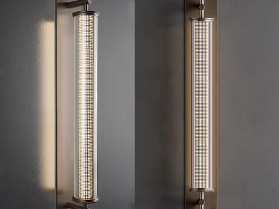 Modern Wall Sconce with Elongated Design Metal Warm Light on Gray Wall Creating Soft Shadows 3d model