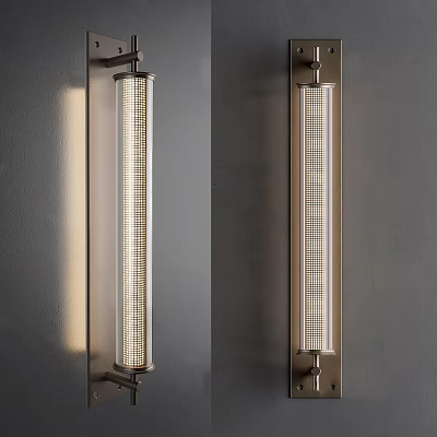 Modern Wall Sconce with Elongated Design Metal Warm Light on Gray Wall Creating Soft Shadows 3d model