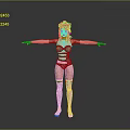 Woman With Arms Outstretched In Gray Bodysuit Headphones And Striped Stockings On Roller Skates