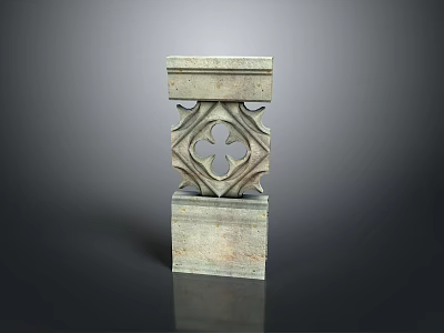 Intricate Stone Decorative Pillar For Home Decor With Carved Geometric Patterns 3d model
