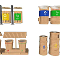 Modern trash can classification trash can wooden trash can scenic trash can 3d model