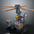 Industrial Style Ornament Decorative Figurine Set With Mechanical Propeller And Miniature Figure