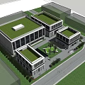 Modern Industrial Plant Exterior Design With Glass Curtain Walls Steel Frames And Landscaping Areas