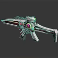 Futuristic Sci Fi Weapon With Metallic Finish Purple Glowing Elements And Red Accent Lines