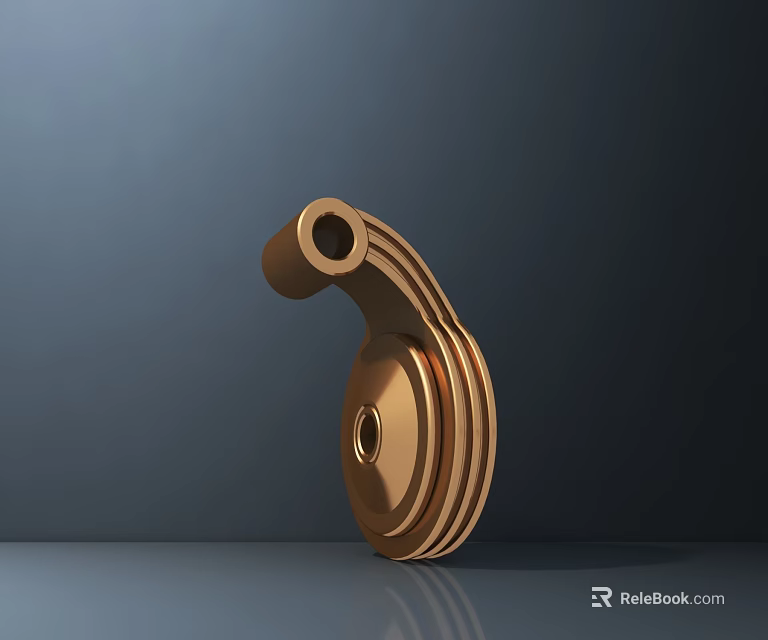 Modern Golden Door Handle With Streamlined Design And Shiny Metal Finish 3d model 