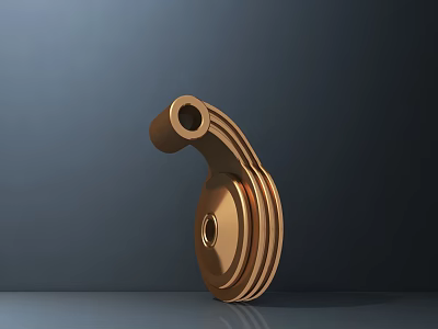 Modern Golden Door Handle With Streamlined Design And Shiny Metal Finish 3d model