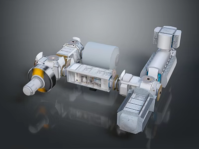 Building Machinery Components Featuring Metal Rollers Gears And Pipes 3d model