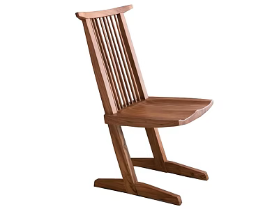 Wooden Leisure Chair with Slat Back and Solid Wood Frame Design 3d model