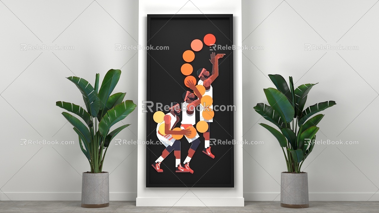 Basketball Hanging Picture Green Plant 3d model