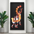 Basketball Hanging Picture Green Plant 3d model