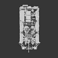 Wheeled Armored Tank With Camouflage Paint Top Mounted Weapon And Antenna