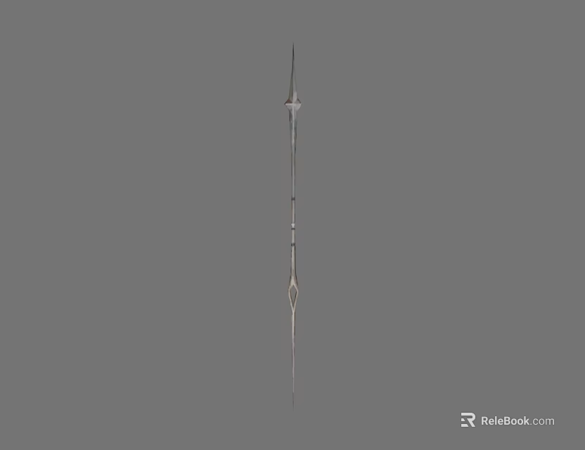 Traditional Metal Spear With Long Shaft Sharp Pointed Tip And Decorative Design 3d model 