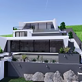 Modern Detached Villa on Hillside with Swimming Pool Terrace Large Windows and Greenery
