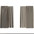 Beige Curtains With Subtle Geometric Pattern And White Sheer Panels Draped Over Window