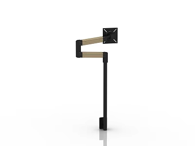 Sleek Flat Screen TV with Adjustable Black and Beige Swivel Arm Desktop Stand 3d model