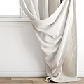 Elegant White Curtains With Sheer Layers And Decorative Valance For Window