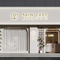 Modern Skin Care Storefront With Elegant Lotus Logo And Illuminated Entrance Design