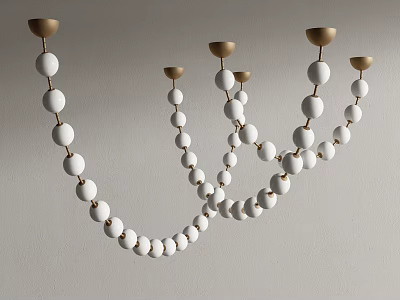 Modern Elegant Chandelier With White Spheres And Gold Bases Minimalist Hanging Design 3d model