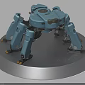 Blue Smart Multi Legged Robot With Mechanical Legs And Silver Platform Base 3d model