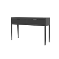 Modern Minimalist Black Dining Table With Fluted Design And Wooden Drawers