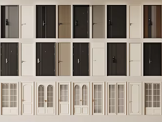 Modern security door sliding door 3d model