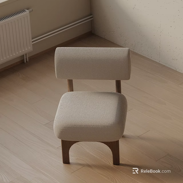 Beige Fabric Accent Chair With Wooden Legs And Minimalist Design On Wooden Floor 3d model 