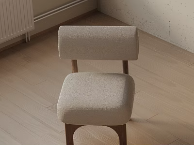 Beige Fabric Accent Chair With Wooden Legs And Minimalist Design On Wooden Floor 3d model