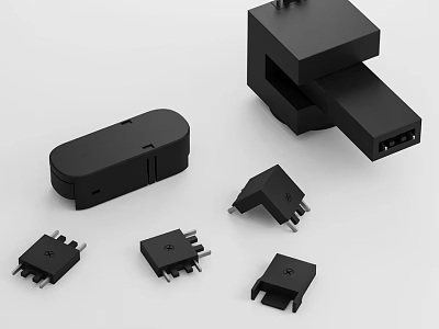 Modern Black Downlights And Spotlights With Installation Parts And Components 3d model