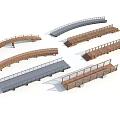 Scenic Landscape Bridges With Various Designs Arched Straight Shapes Wooden Metal Gray Railings
