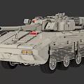 Modern Armored Tank 3D Model With Cannon Turret Tracks And Headlights