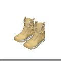 Yellow Winter Boots With Faux Fur Trim And Lace Up Design For Warm Weather Wear