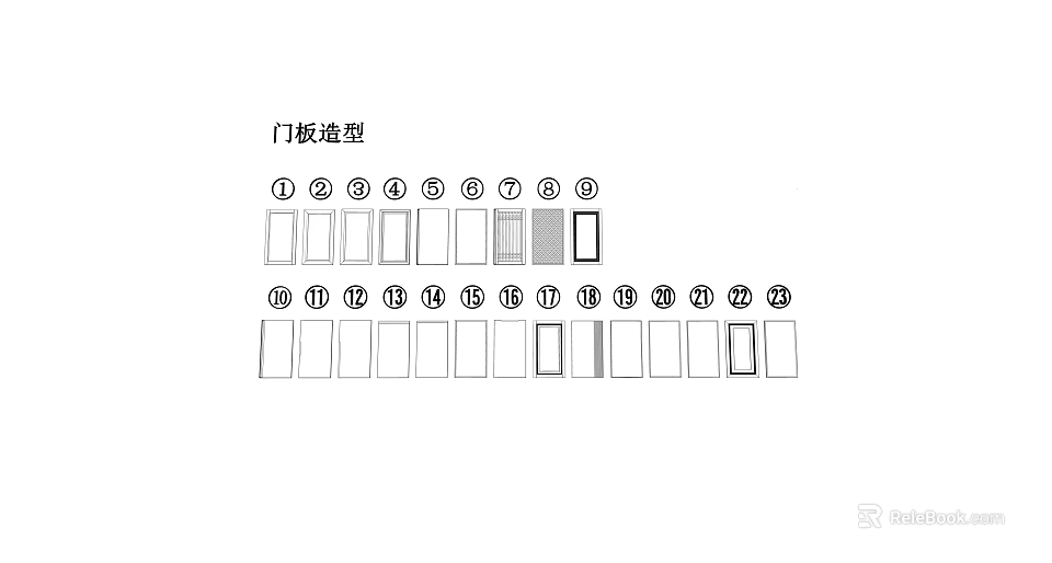 Various Door Panel Design Styles With Different Patterns And Shapes 3d model 