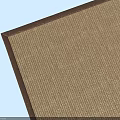 Square Woven Carpet With Beige Striped Texture And Dark Brown Border For Living Room