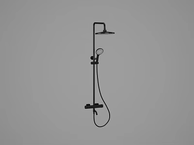 Modern Black Wall Mounted Shower System With Handheld And Rainfall Head Fixture 3d model