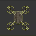 Vintage Style Quadcopter Drone 3D Model With Metallic Frame And Rotors