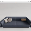 Modern Sectional Sofa With Multi Colored Cushions In Light Gray And Navy 3d model
