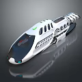Futuristic White Streamlined Aircraft With Transparent Cockpit ECLIPSE Text And Black Base 3d model