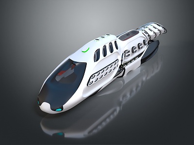 Modern electric rail car science fiction high-speed rail cartoon train light rail 3d model