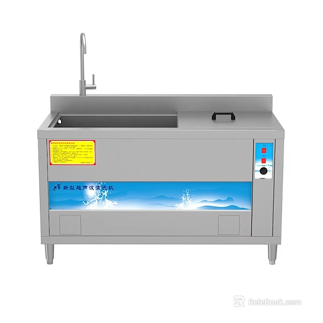 Stainless Steel Ultrasonic Cleaner With Faucet Control Panel And Washing Tank 3d model 